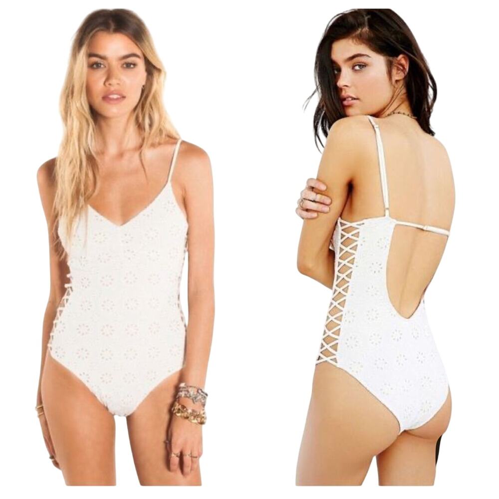 Amuse Society white side lace up one piece swimsuit